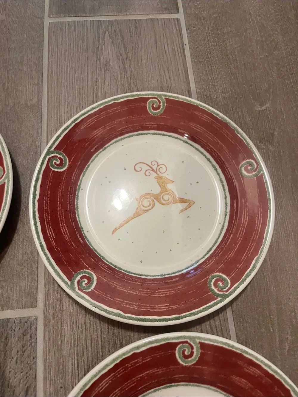 Pier 1 Rustic Reindeer Salad Plates - Set of 4 NWT